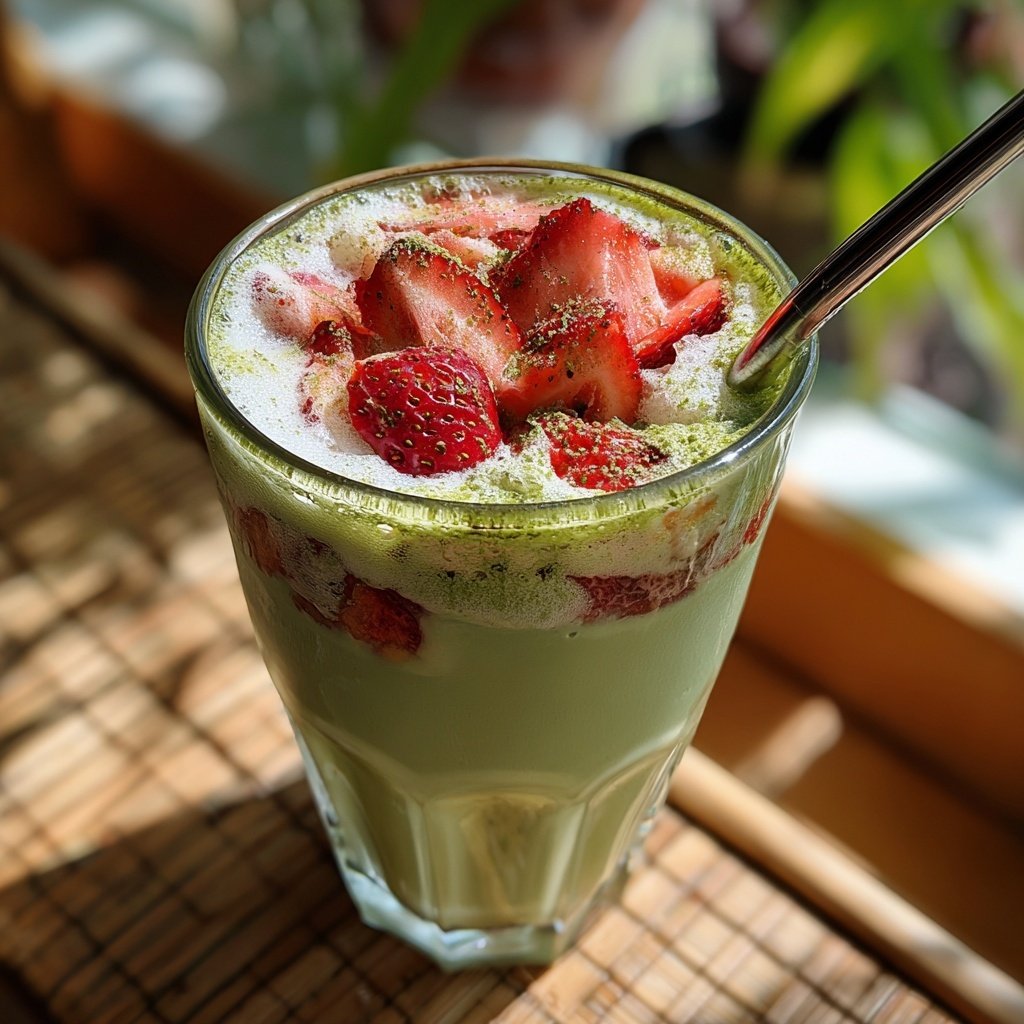 Strawberry Matcha Latte Iced