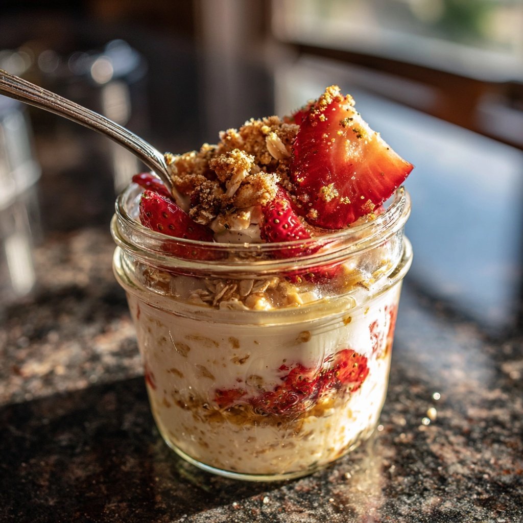 No Bake Strawberry Cheesecake Oats