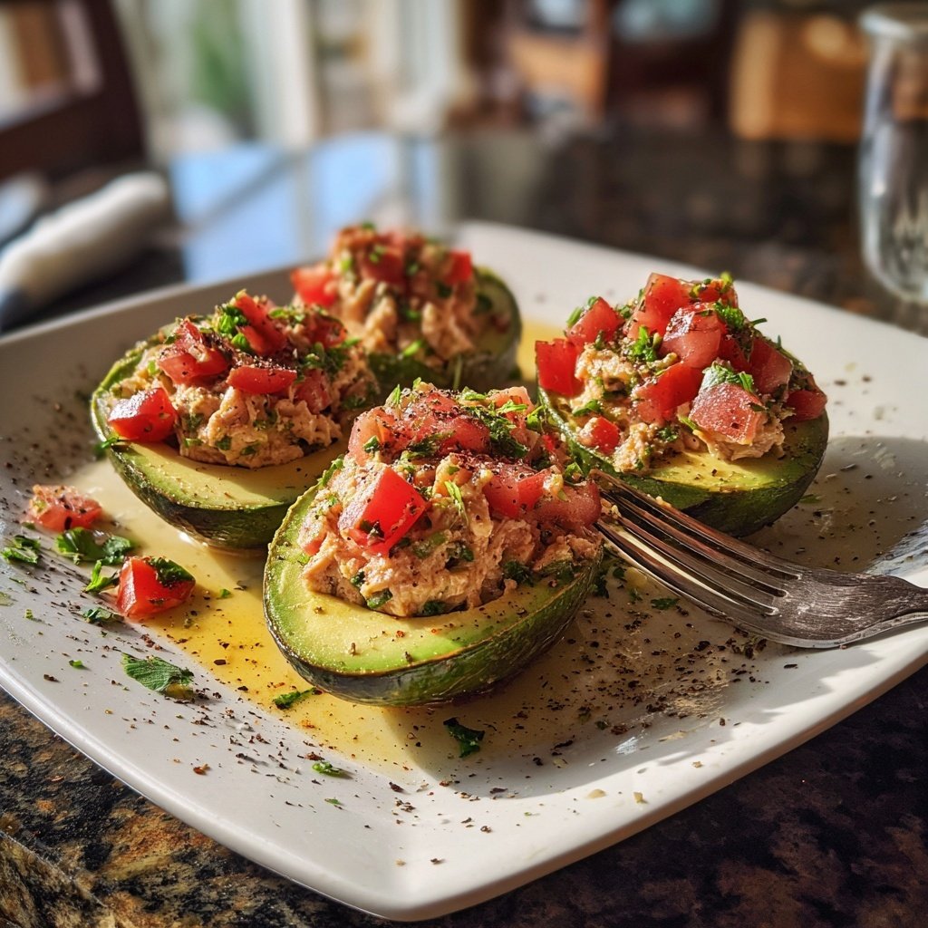 Mediterranean Tuna Stuffed Avocados