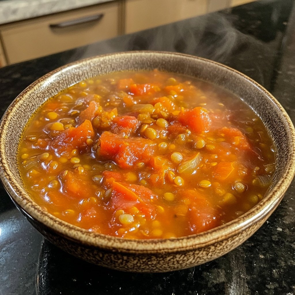 Healthy Crockpot Tomato Lentil Soup