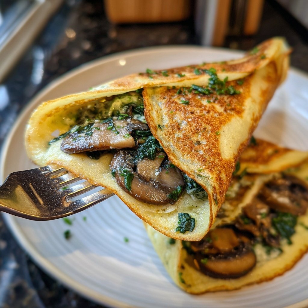 Valentine Dinner Spinach Mushroom Crepes