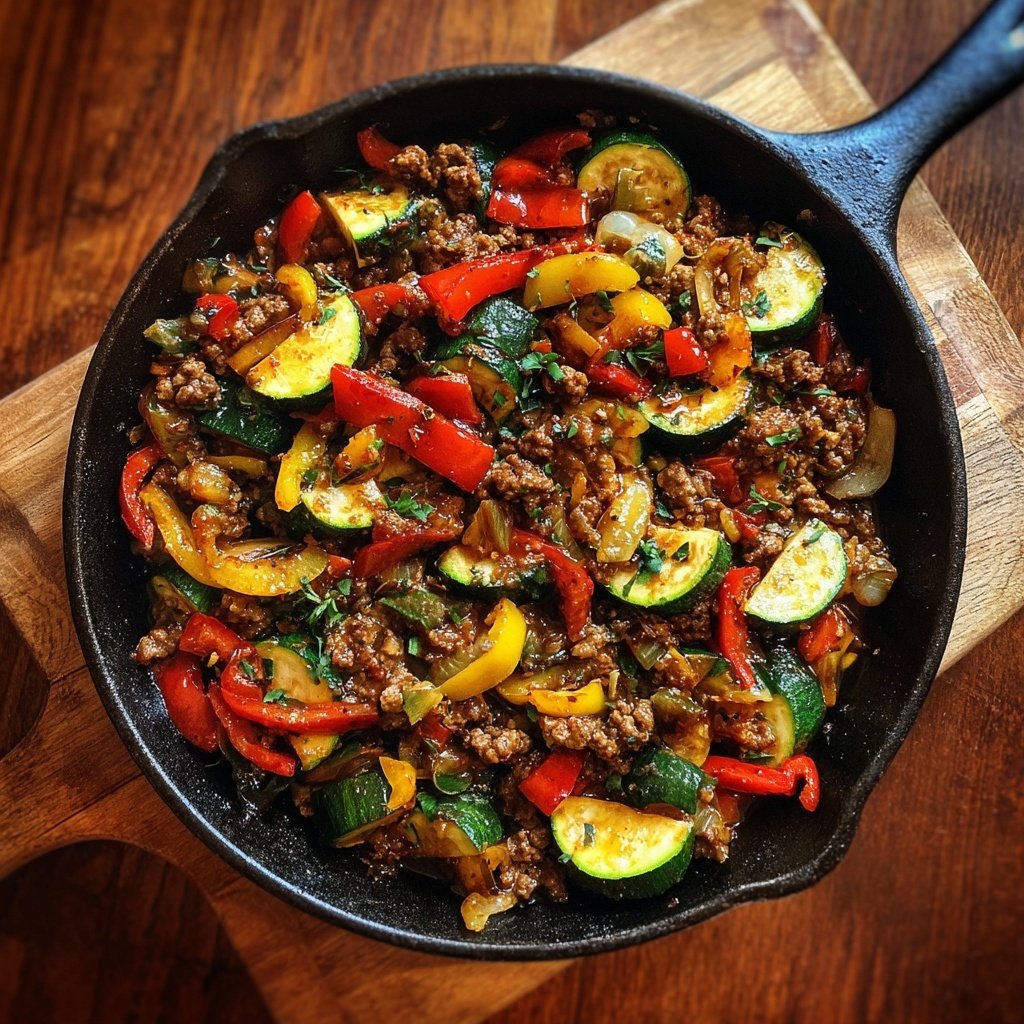 Ground Beef And Zucchini Dinner Skillet