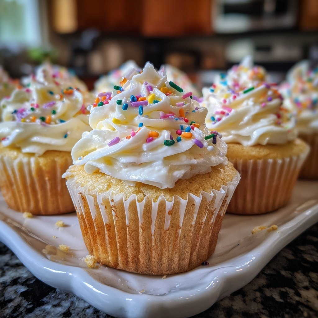 Classic Soft Vanilla Birthday Cupcakes